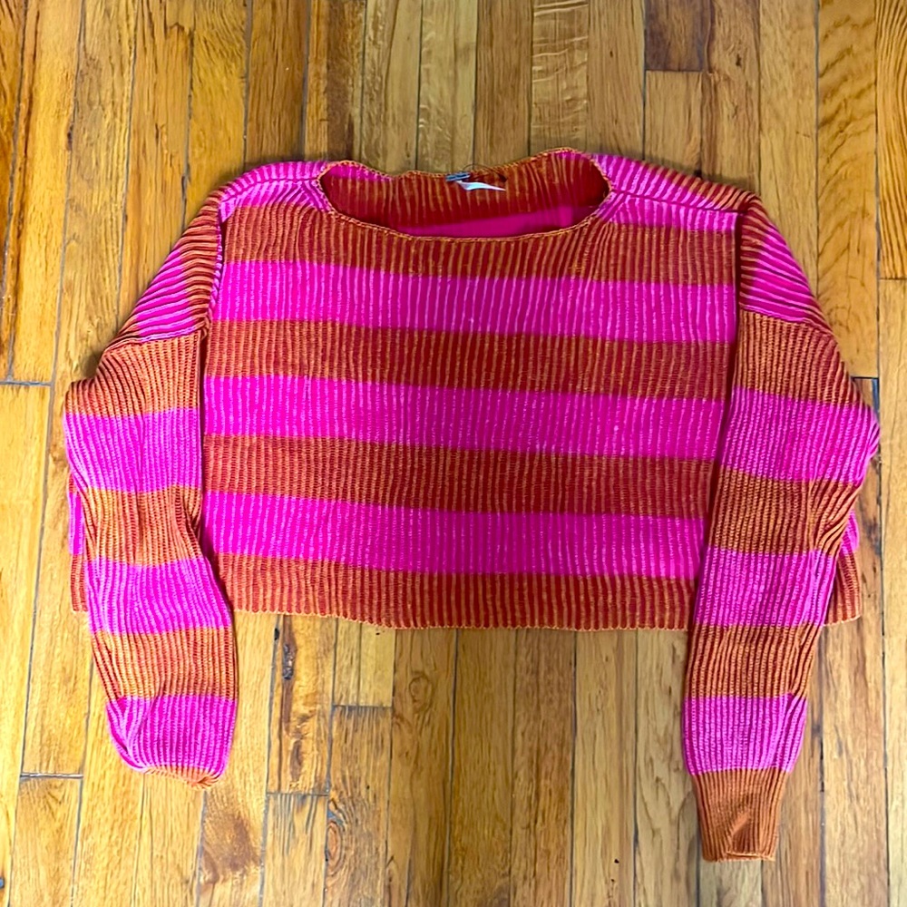 Free people boxy crop striped sweater
